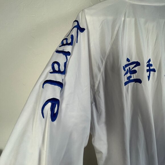 Adidas Mens White & Blue Karate Martial Art Jacket XXL Zip Up Activewear Pockets - Picture 3 of 11